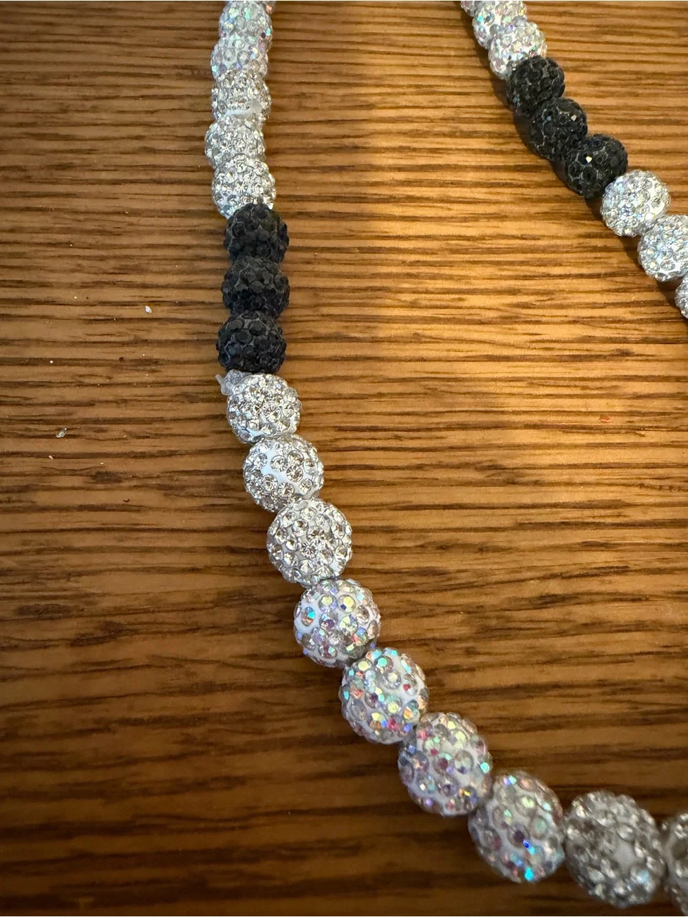 16” Kids Black and Silver Crystal Bead baseball Necklace - Unbranded